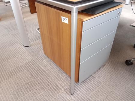 Rollcontainer in Holzoptik, Front silber, ca. 45x60x63cm