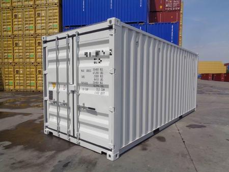 20 Fu ISO See- und Lagercontainer, RAL 7035 lichtgrau, Containernummer: ICOU735912-0