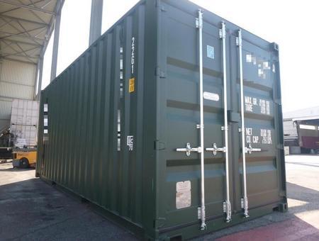 ENNS: 20 Fu ISO See- und Lagercontainer, RAL 6007, Containernummer: UNDU238314-4