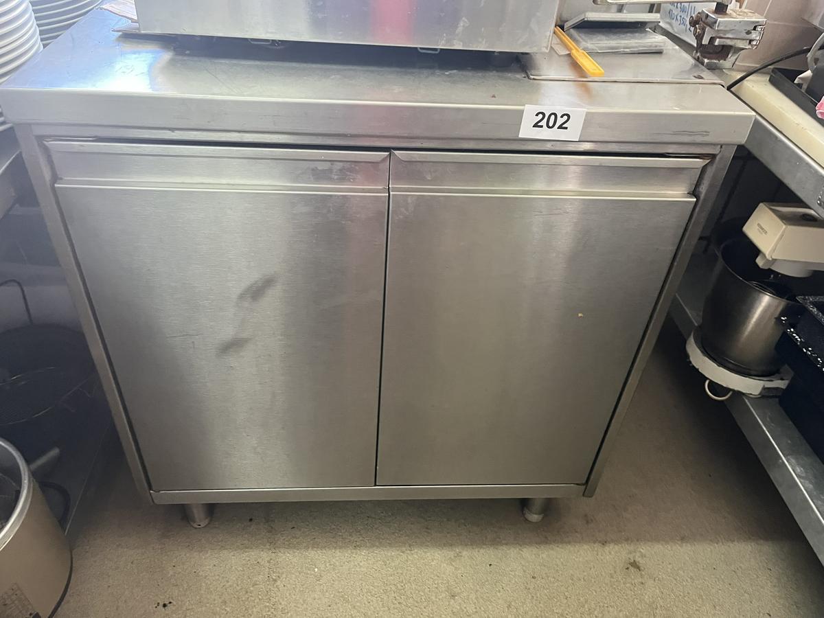 Edelstahlschrank mit Flügeltüre 80/80/90 cm mit 2 Fachebene und Dosenöffner