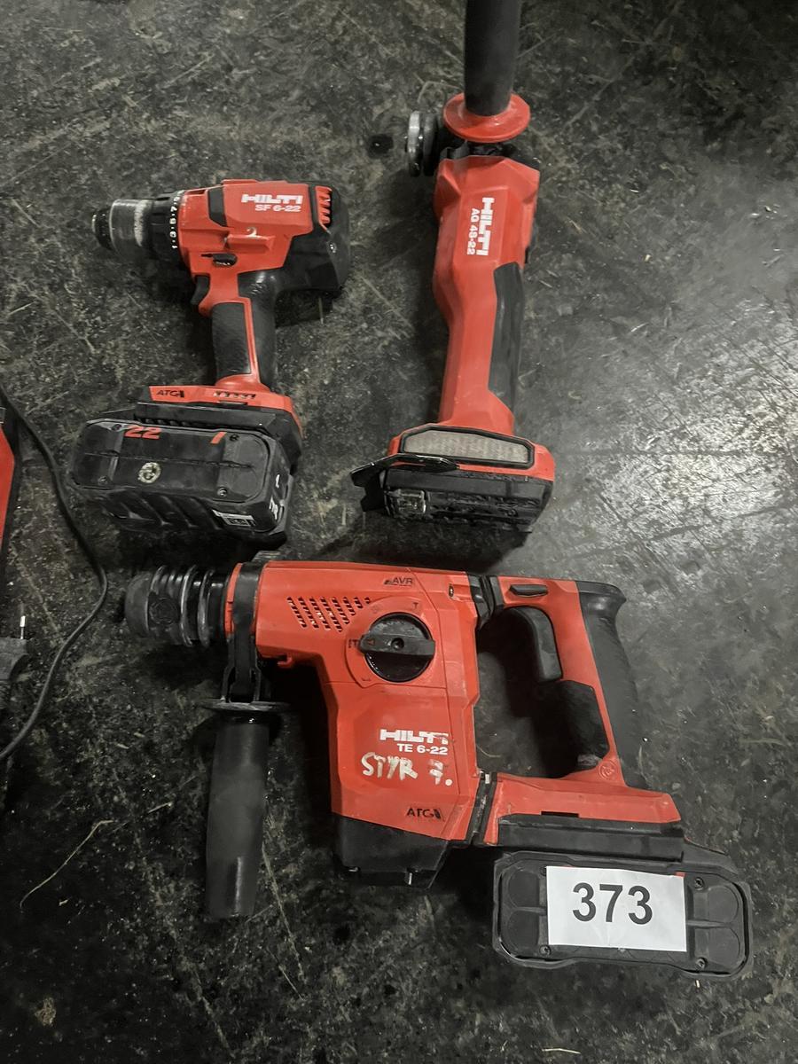 HILTI Akku-Set: 1 Winkelschleifer 125 mm, 1 Akkubohrhammer TE 6 , 1 x Akkuschrauber
