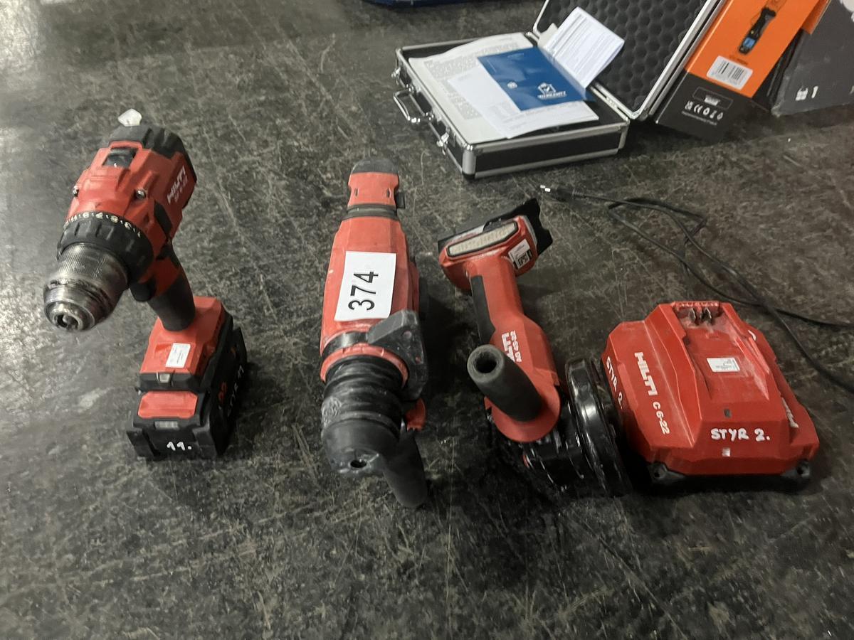 HILTI Akku-Set: 1 Winkelschleifer 125 mm, 1 Akkubohrhammer TE 6 , 1 x Akkuschrauber