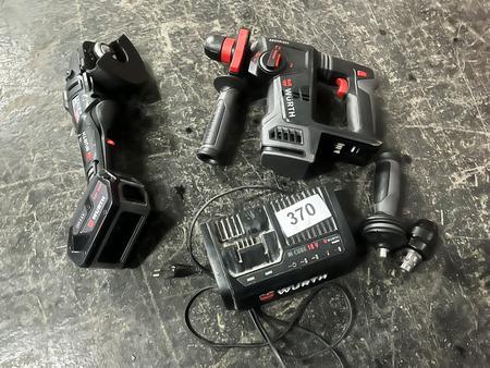 WRTH Set : Akku-Winkelschleifer ABS 18,Akku-Bohrhammer ABH 18 m.Akku,Ladegert