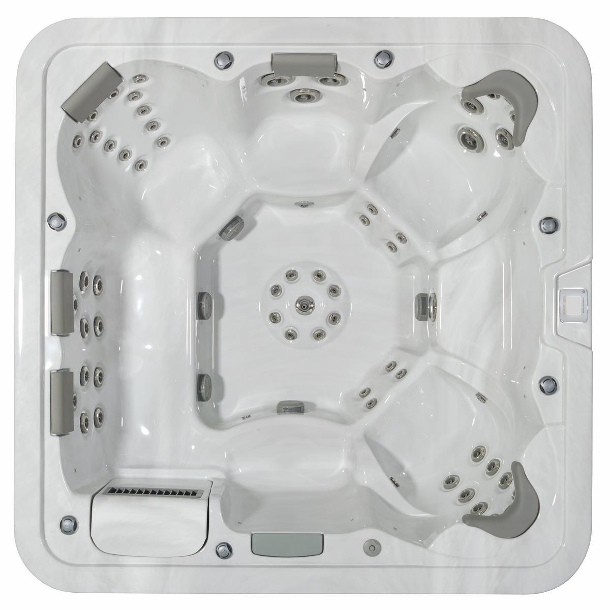 Whirlpool ViskanSpa Modell Lindö, 230x230cm, Wannenfarbe Sterling, Außenfarbe Alu weiß, inkl. Fernbedienung, Original verpackte Neuware