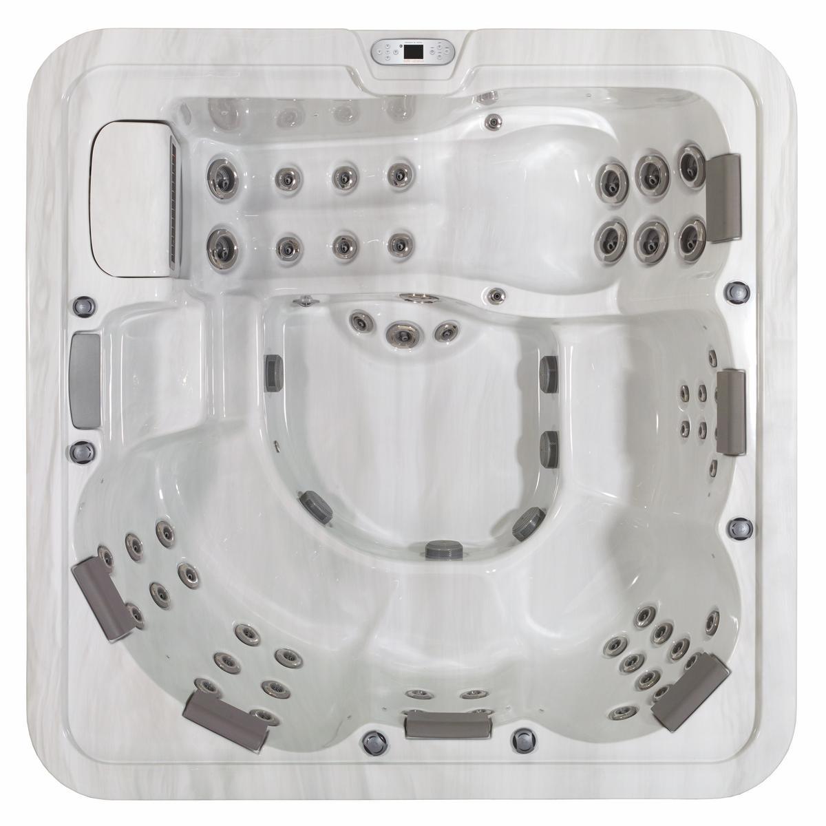 Whirlpool ViskanSpa Modell Vindö, 230x230cm, Wannenfarbe Sterling, Außenfarbe Alu weiß, inkl. Fernbedienung, Original verpackte Neuware