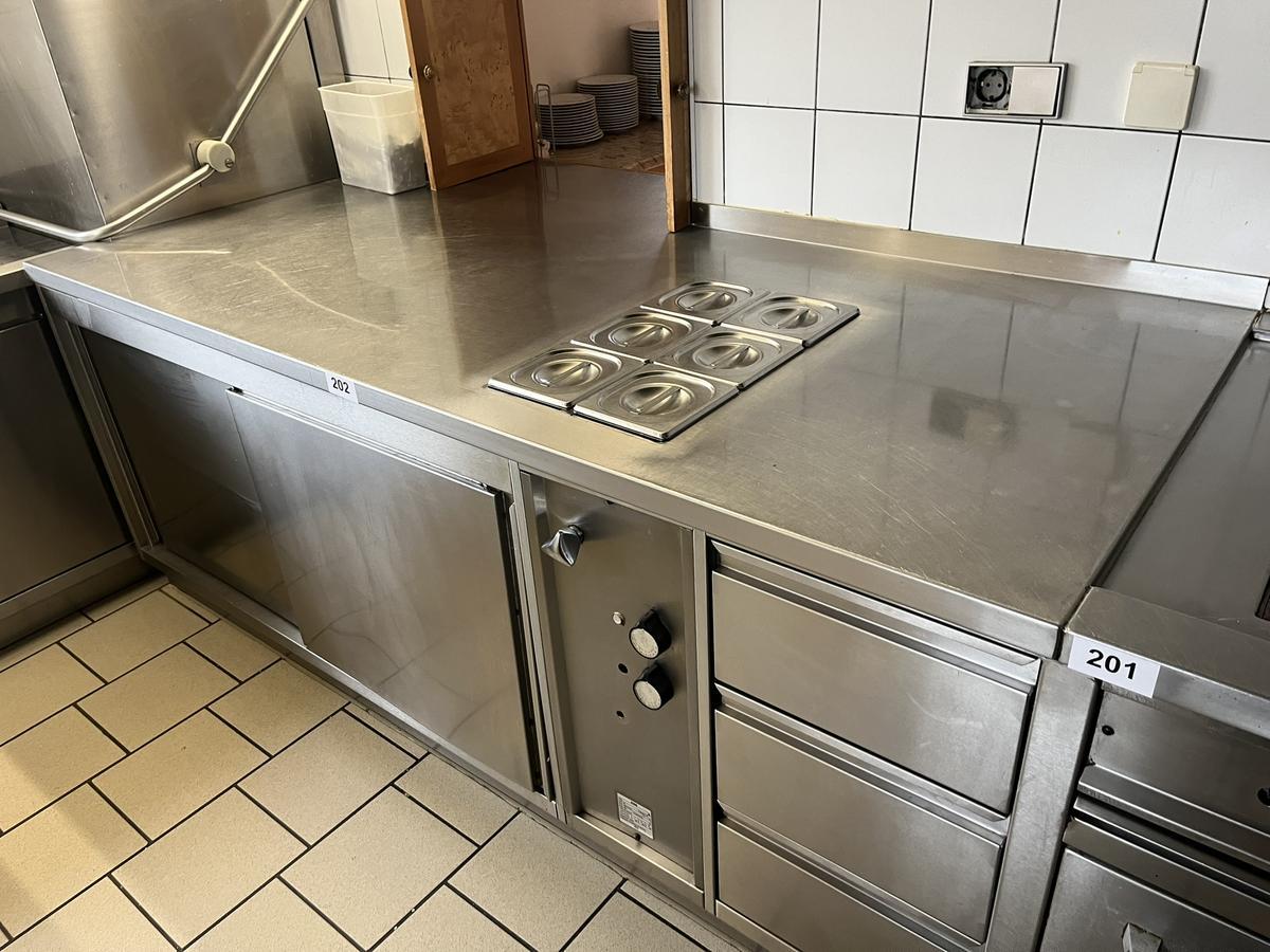 Edelstahlmodul mit Bain Marie / Wärmeschrank ca.211/90-123 cm