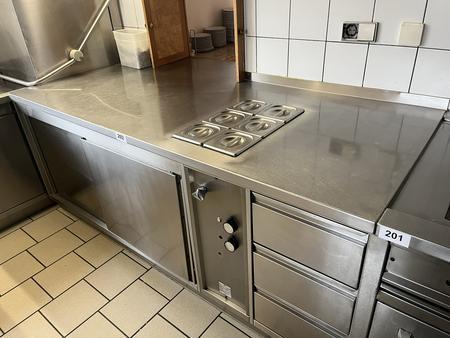 Edelstahlmodul mit Bain Marie / Wärmeschrank ca.211/90-123 cm Edelstahlmodul mit Bain Marie / Wärmeschrank ca.211/90-123 cm