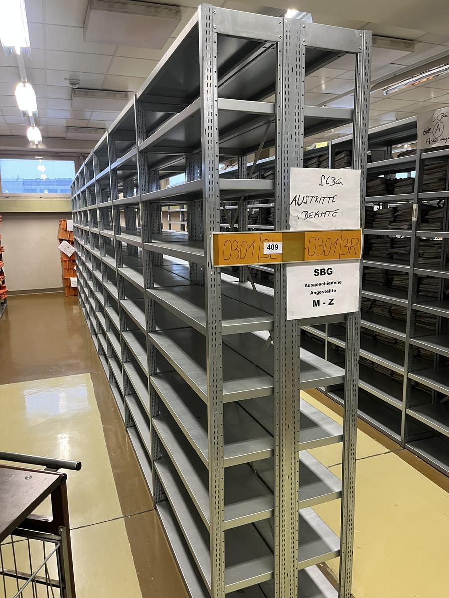 ca. 7.8 Laufmeter Steckregalanlage mit Fachb&ouml;den, 60cm tief, 224cm hoch