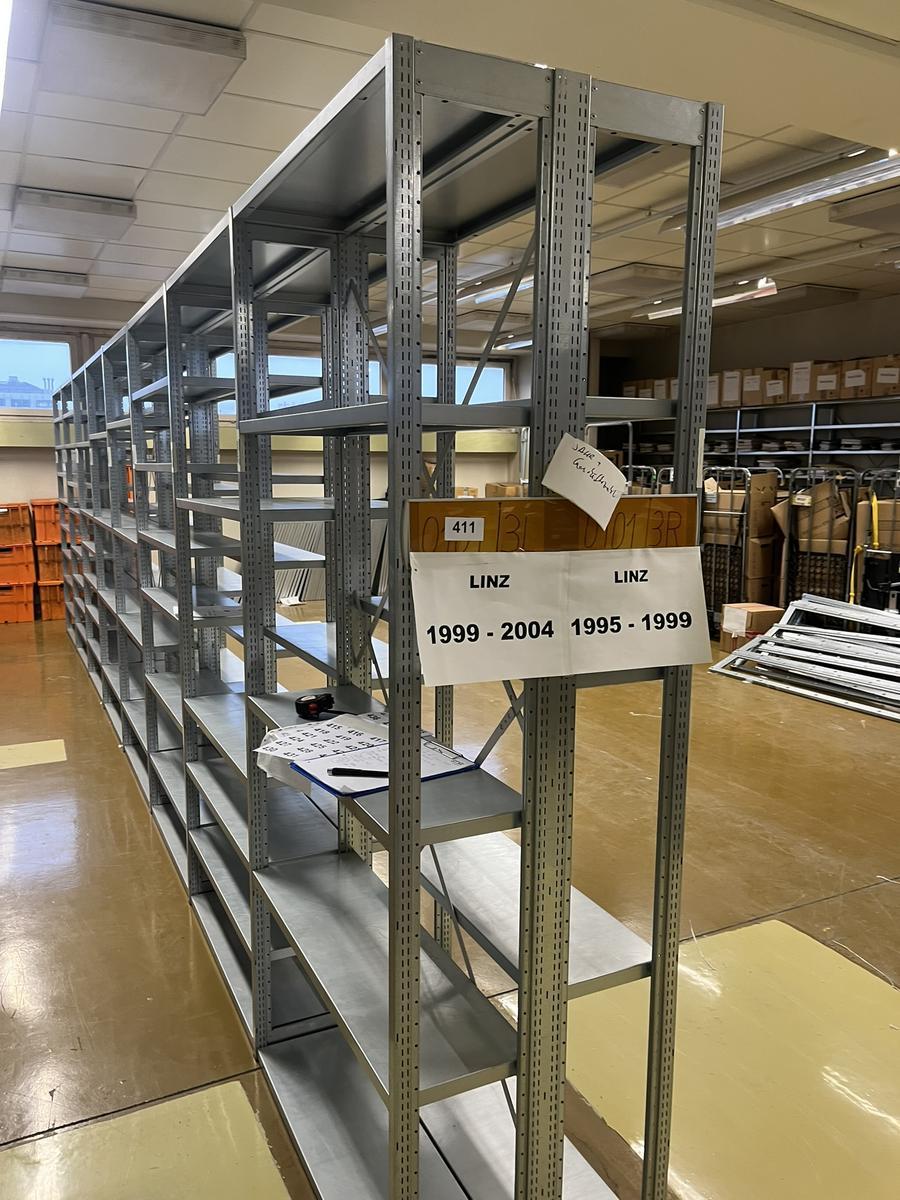 ca. 7.8 Laufmeter Steckregalanlage mit Fachb&ouml;den, 60cm tief, 224cm hoch