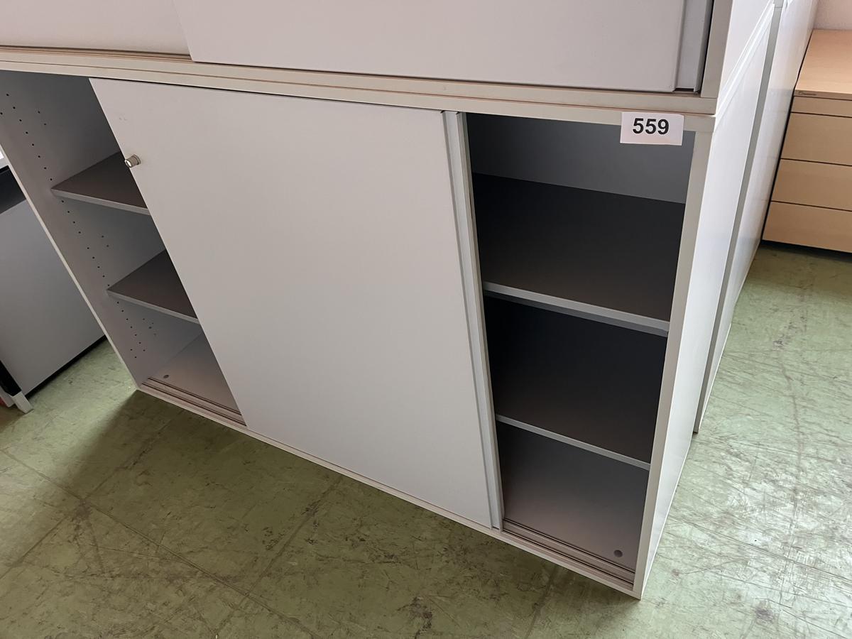 Aktenschrank 160/110 cm 3 Ordnerh&ouml;hen grau mit Schiebet&uuml;ren