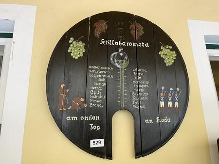 Faßboden Kölla-,Thermometer Sammlerstück 80 cm Durchm. Faßboden Kölla-,Thermometer Sammlerstück 80 cm Durchm.