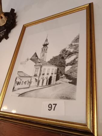 Wandbild: Pfaarkirche Grinzing 34/44 cm Wandbild: Pfaarkirche Grinzing 34/44 cm