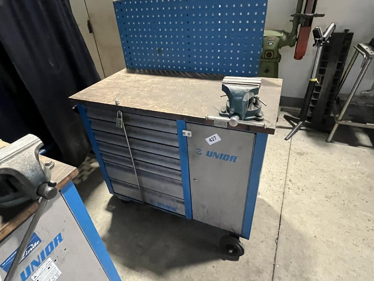 UNIOR Werkzeugwagen mit Schraubstock ohne Inhalt