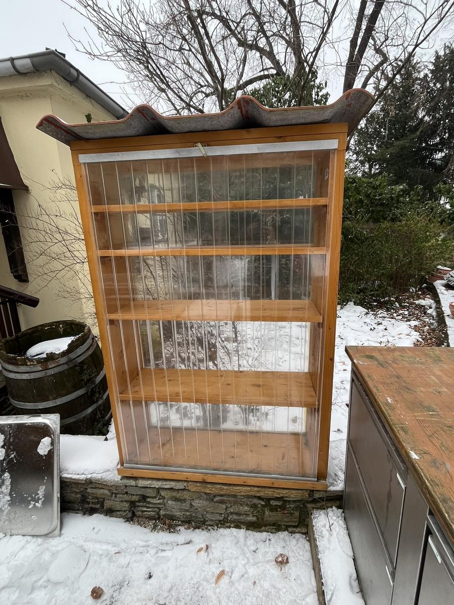 Vollholz Gl&auml;serregal Front abnehmbar Massivholz 116/164/36 cm