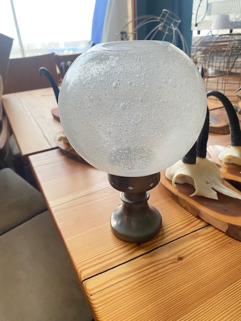 "1 Zinn Kerzenst&auml;nder mit Glasballon ca. 200g ""Rama Peltro 95%"