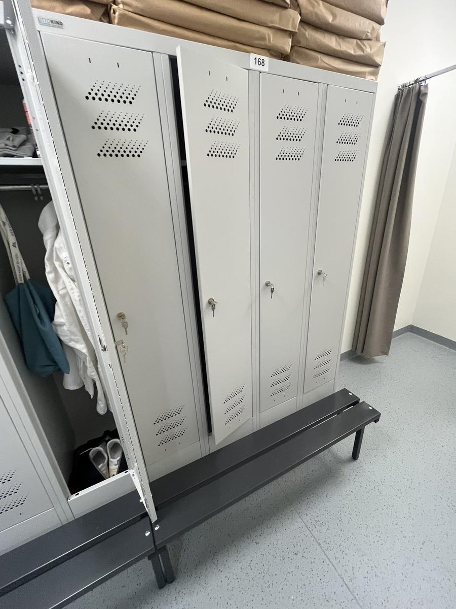 4teiliger Spind, mit Bank, ca. 120x50x195cm