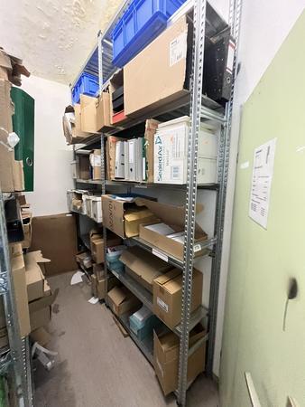 6.4 Laufmeter Steckregalanlage, 33cm tief, 300cm hoch, Fabr. Interprojekt, Fachbodenlast ca. 200kg