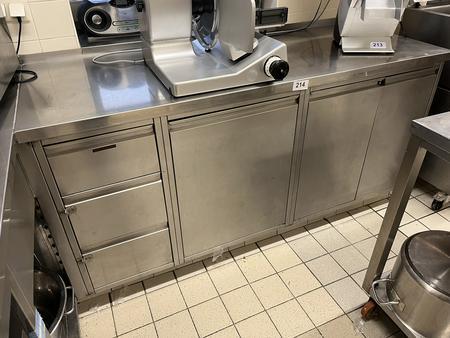 Edelstahl Arbeitstisch 180/70/90 cm 3 Laden , 3 Fl�gelt�ren