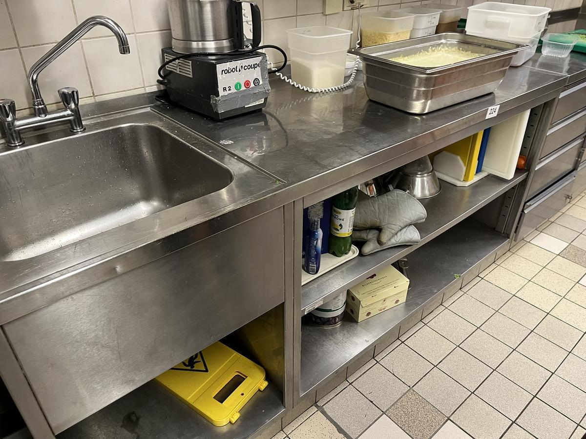 Sp&uuml;ltisch-Arbeitsmodul in Edelstahl - Ablage offen ca. 205/70/90 cm?d=2026-03-13 18:56:05