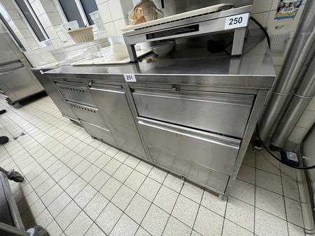 Edelstahl-Arbeitsmodul mit ca. 160/70/90 cm mit 6 Laden , 1 Fl�gelt�re