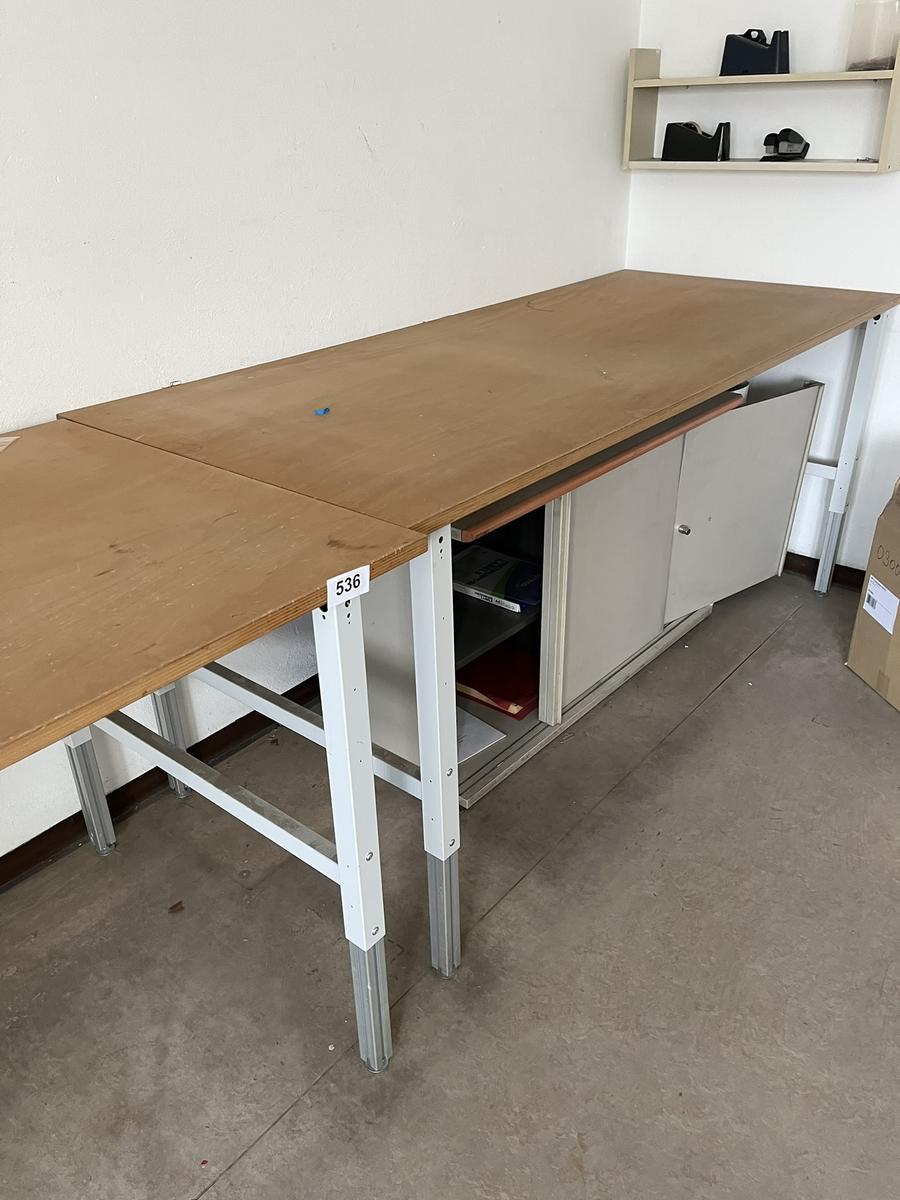 2 St&uuml;ck Werkb&auml;nke mit Massivholzplatte h&ouml;henverstellbar 210/90 cm 