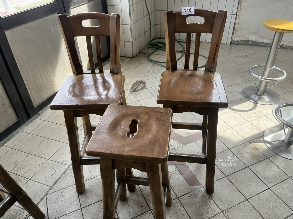 3er Barhocker-Set, 2 Stk. mit Lehne, 1 Stk. ohne Lehne