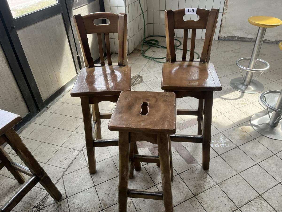 3er Barhocker-Set, 2 Stk. mit Lehne, 1 Stk. ohne Lehne