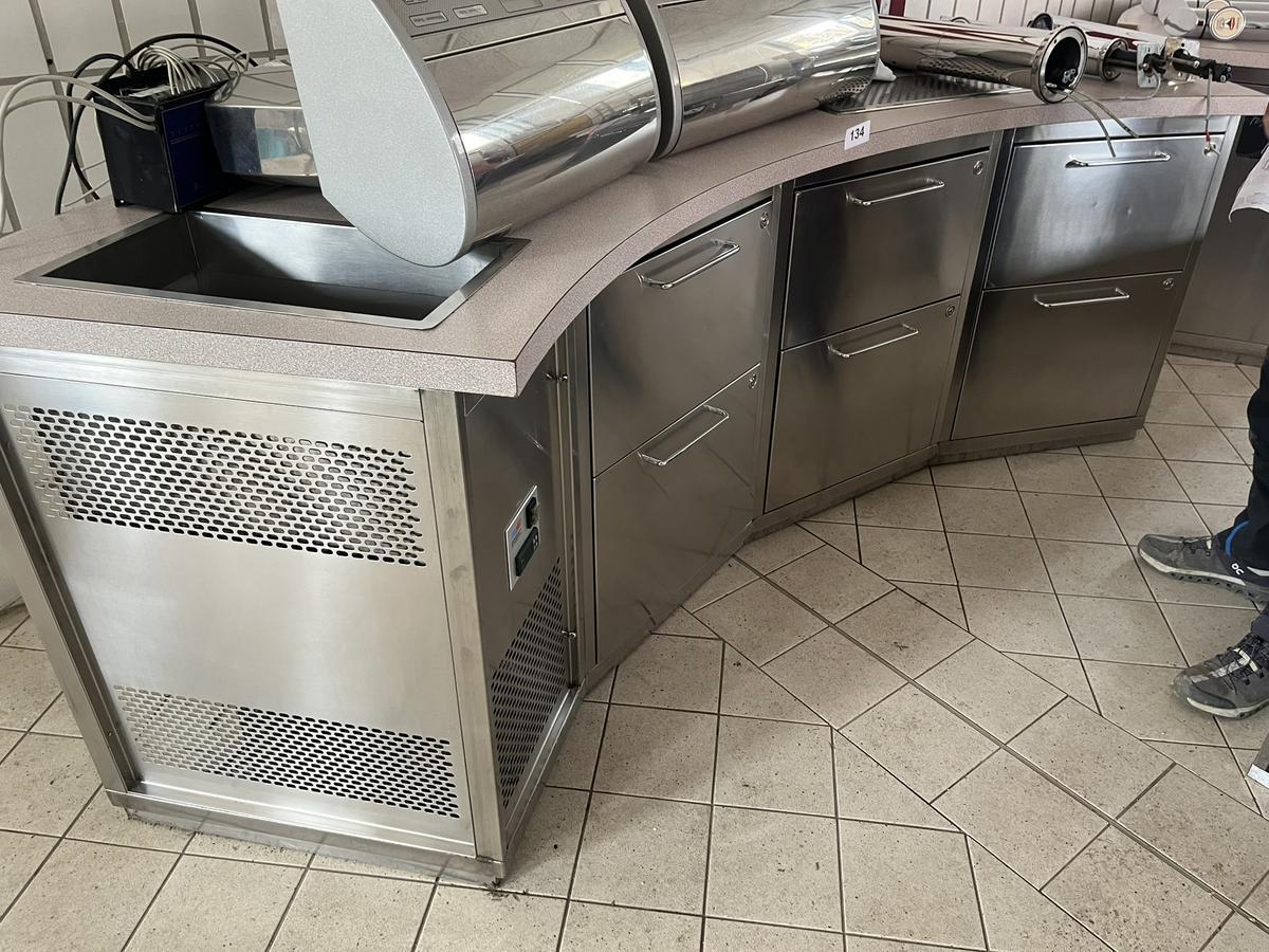 Barmodul, geschwungen, ca. 300x78x90cm, mit 6 Laden