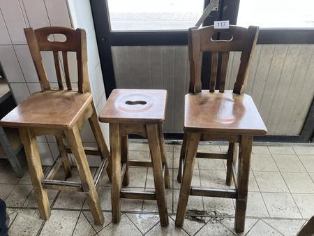 3er Barhocker-Set, 2 Stk. mit Lehne, 1 Stk. ohne Lehne 3er Barhocker-Set, 2 Stk. mit Lehne, 1 Stk. ohne Lehne