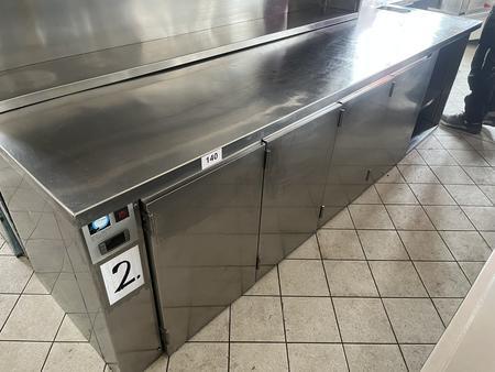 Edelstahl Küchenmodul, 350x76x80cm, mit Kühlung - extern, 4 Flügeltüren Edelstahl Küchenmodul, 350x76x80cm, mit Kühlung - extern, 4 Flügeltüren