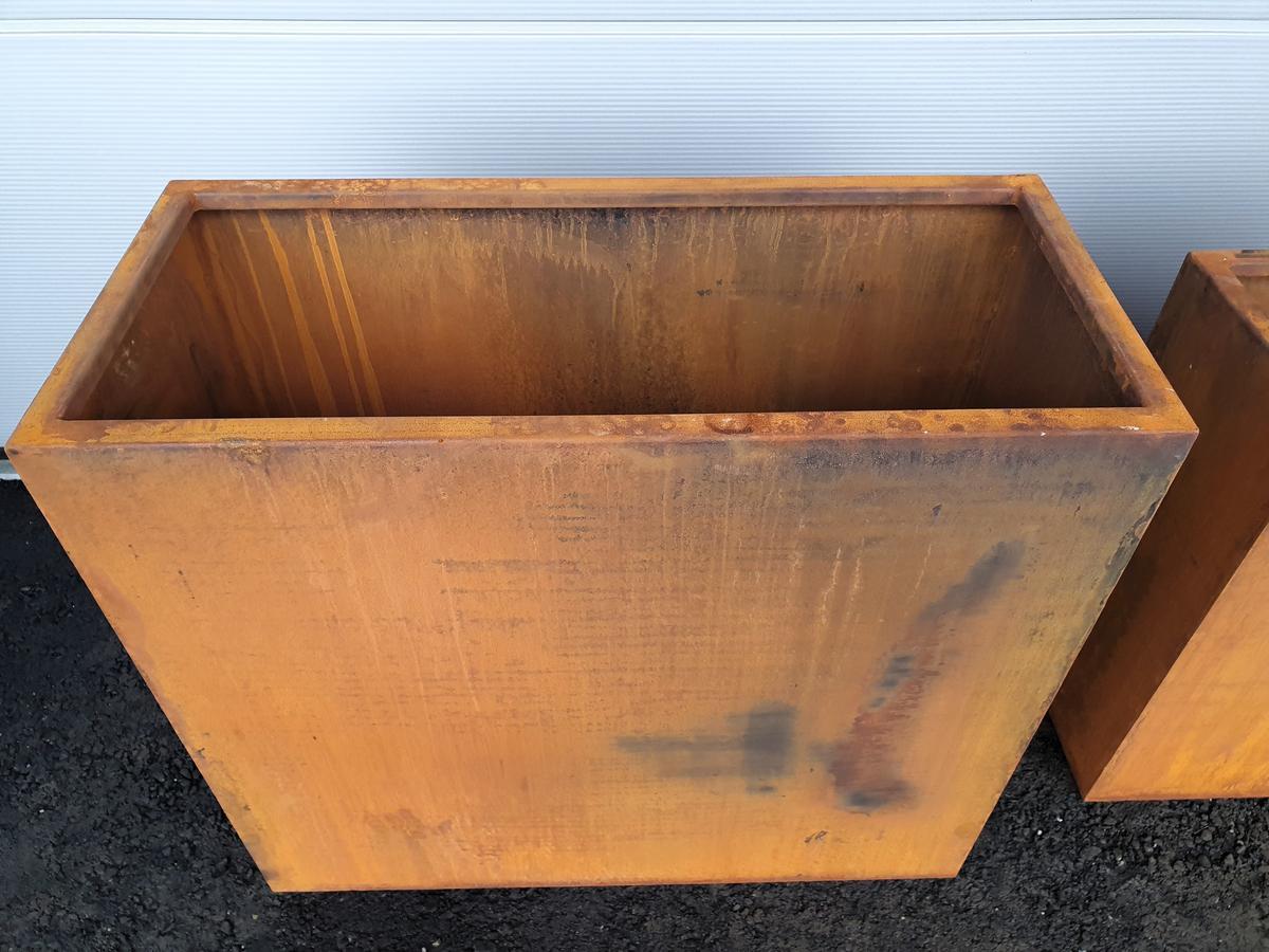 90x40x80cm Terra Corten Cortenstahl Pflanzengef&auml;&szlig; Cuboid