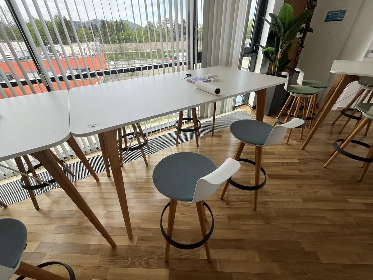 BENE Hochtisch mit 80/100/107 cm mit 4 BENE Hockern drehbar