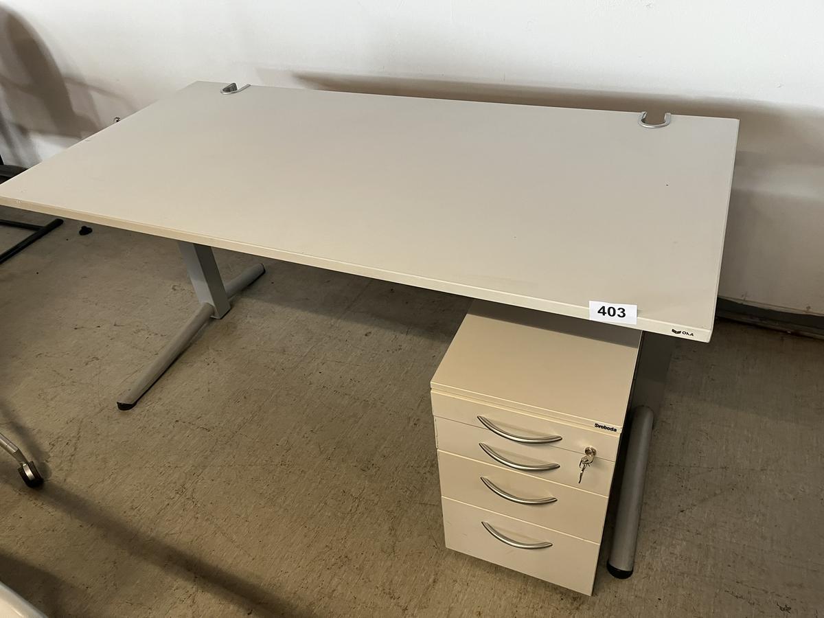Schreibtisch ca. 160x80 cm h&ouml;henverstellbar grau
