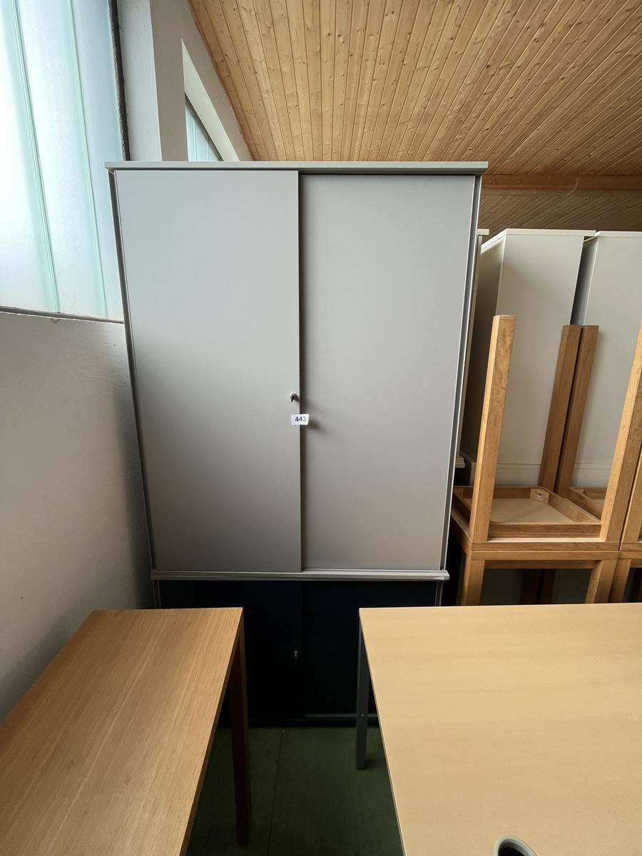 2 St&uuml;ck Aktenschr&auml;nke 120/150 cm sowie 120/75 cm mit Schiebet&uuml;ren