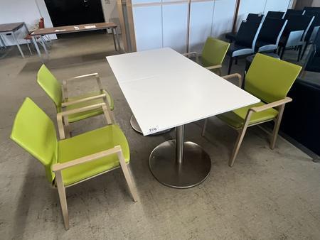 Tischmodul ca. 80 x 80 x 79 cm, Platte wei� mit 2 Stk. SELMA St�hlen mit Armlehne