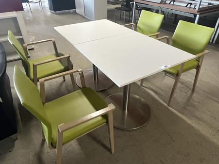 Tischmodul ca. 80 x 80 x 79 cm, Platte wei� mit 2 Stk. SELMA St�hlen mit Armlehne