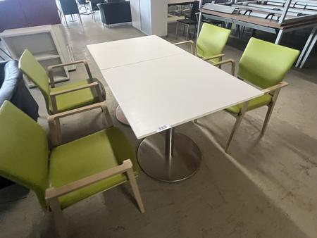 Tischmodul ca. 80 x 80 x 79 cm, Platte wei� mit 2 Stk. SELMA St�hlen mit Armlehne