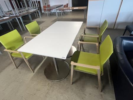 Tischmodul ca. 80 x 80 x 79 cm, Platte wei� mit 2 Stk. SELMA St�hlen mit Armlehne
