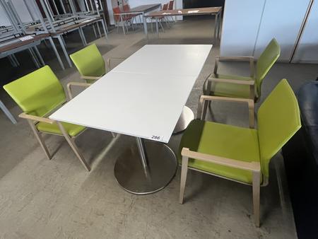 Tischmodul ca. 80 x 80 x 79 cm, Platte wei� mit 2 Stk. SELMA St�hlen mit Armlehne