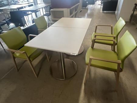 Tischmodul ca. 80 x 80 x 79 cm, Platte wei� mit 2 Stk. SELMA St�hlen mit Armlehne