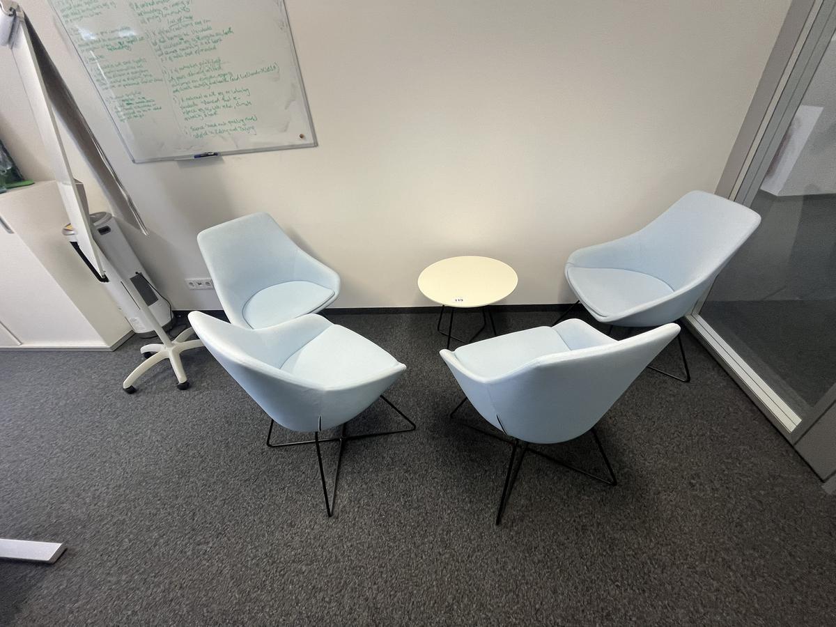 Besprechungstisch mit 4 Designerst&uuml;hlen drehbar