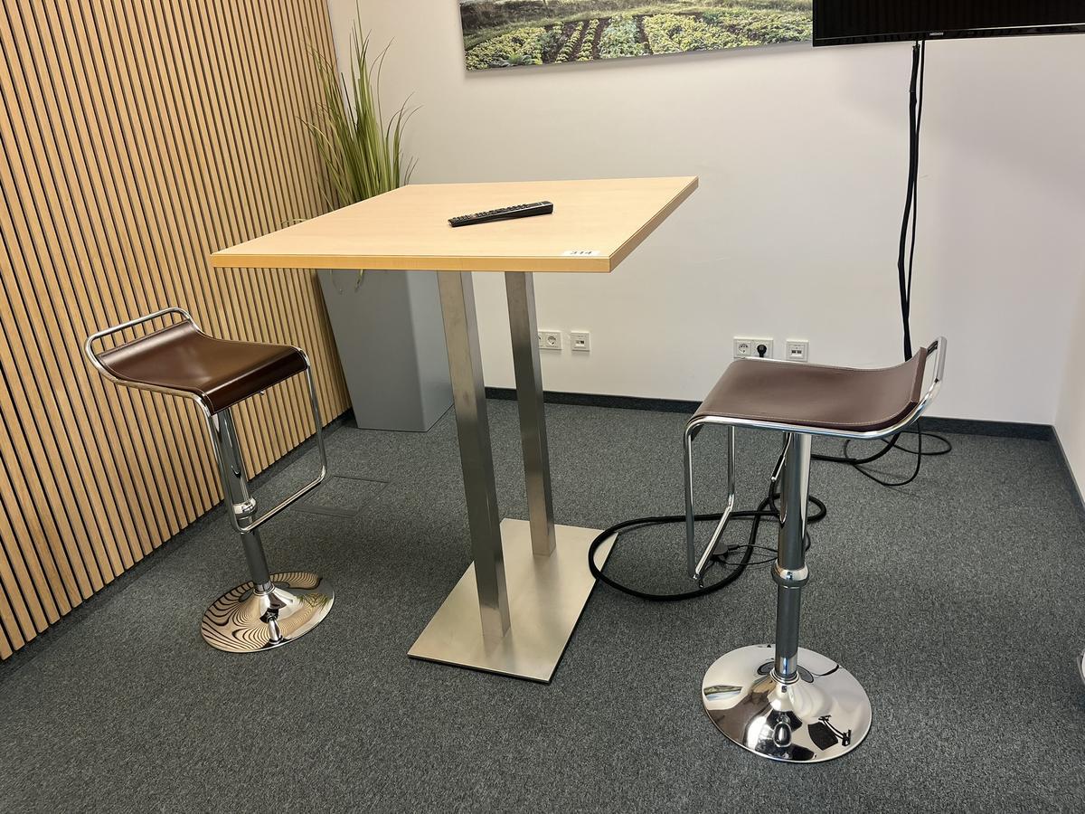 Stehtisch ca. 90x90x113 cm mit 2 St&uuml;hlen