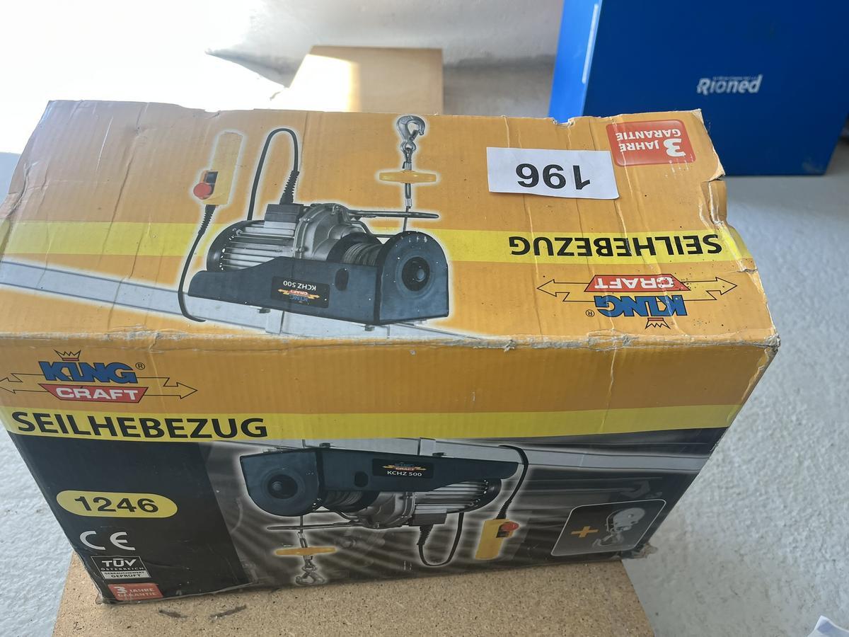 Kingkraft Seilhebezug, Type KCHZ 500, max. 250 - 500 kg, 11,5 m Seil, 900 W, 230 V