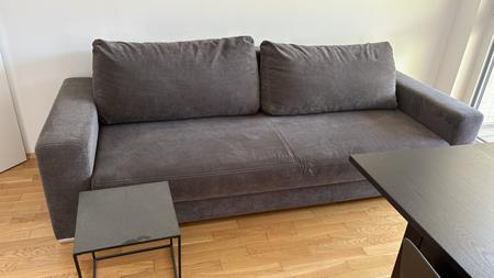 Sofa, ca. 240Lx84Bx76Hcm, ausgeklappt 178Bcm Stoffbezug, dunkelgrau