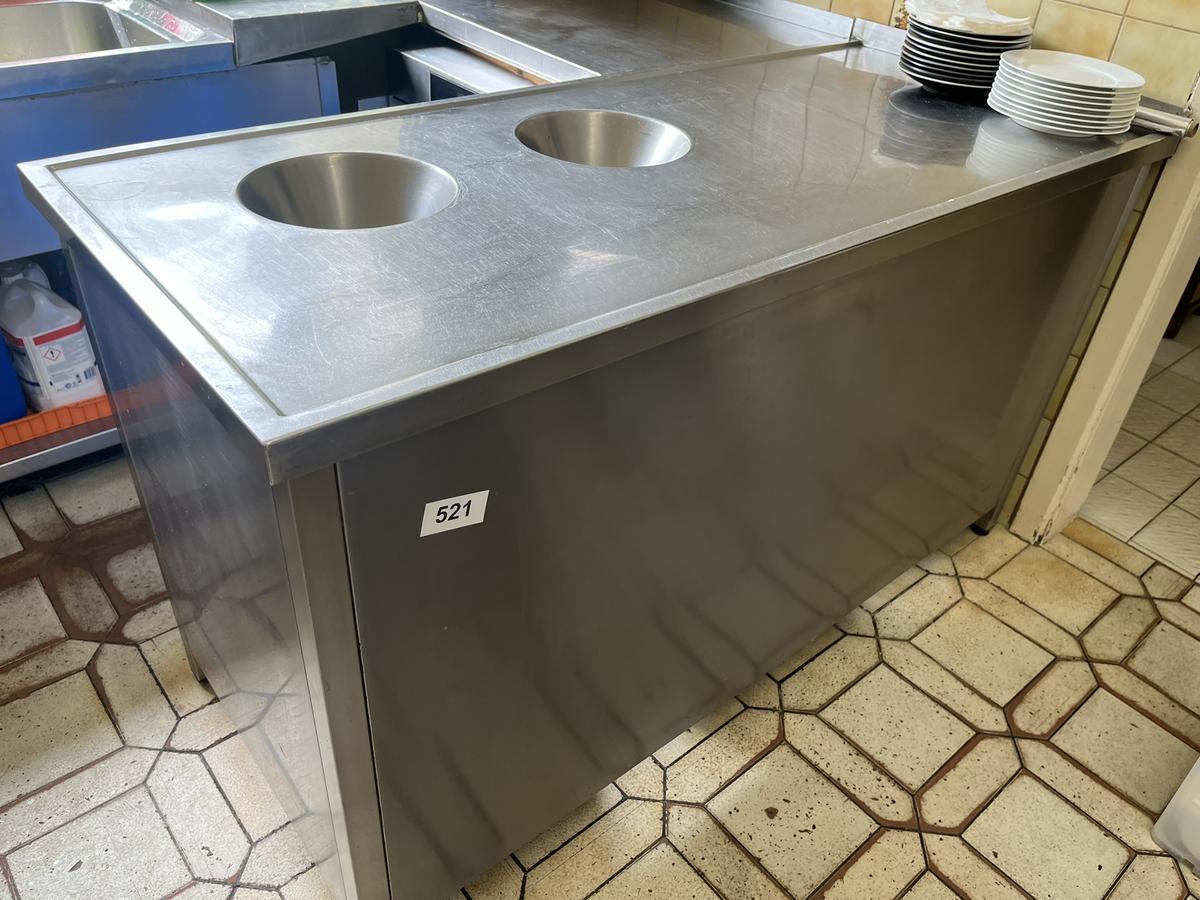 Edelstahlzulauftisch mit 2 Abwurf&ouml;ffnungen ca. 160/70/90 cm?d=2026-05-29 17:24:15