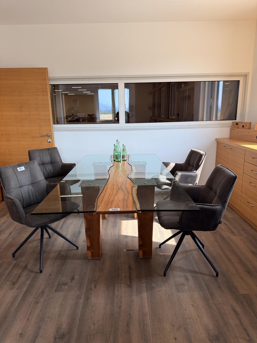 Designer Konferenztisch Holz/ Glas ca. 220 x 110 cm