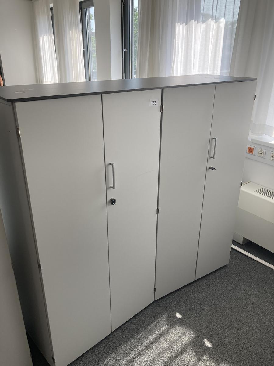 Aktenschrank, 2teilig, 4 Ordnerh&ouml;hen, Platte durchgehend, Ma&szlig;e Gesamt: 160 x 45 x 155 cm