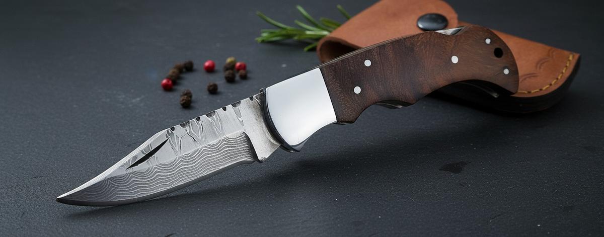 Damast-Taschenmesser, Holzgriff