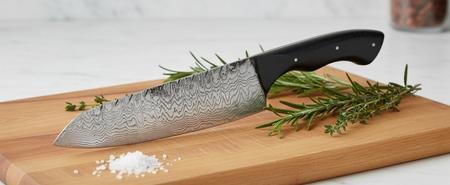 Damast-Kochmesser, Holzgriff dunkelbraun Damast-Kochmesser, Holzgriff dunkelbraun