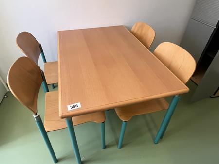 Sozialraumtisch ca. 120x80 cm mit 6 Stapelstühlen Sozialraumtisch ca. 120x80 cm mit 6 Stapelstühlen